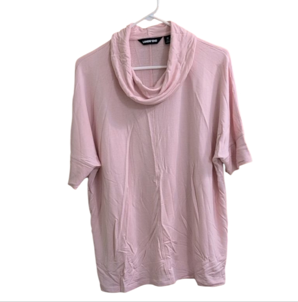 NWOT Pink Land's End Cowl Neck Short Sleeve Shirt Size M
